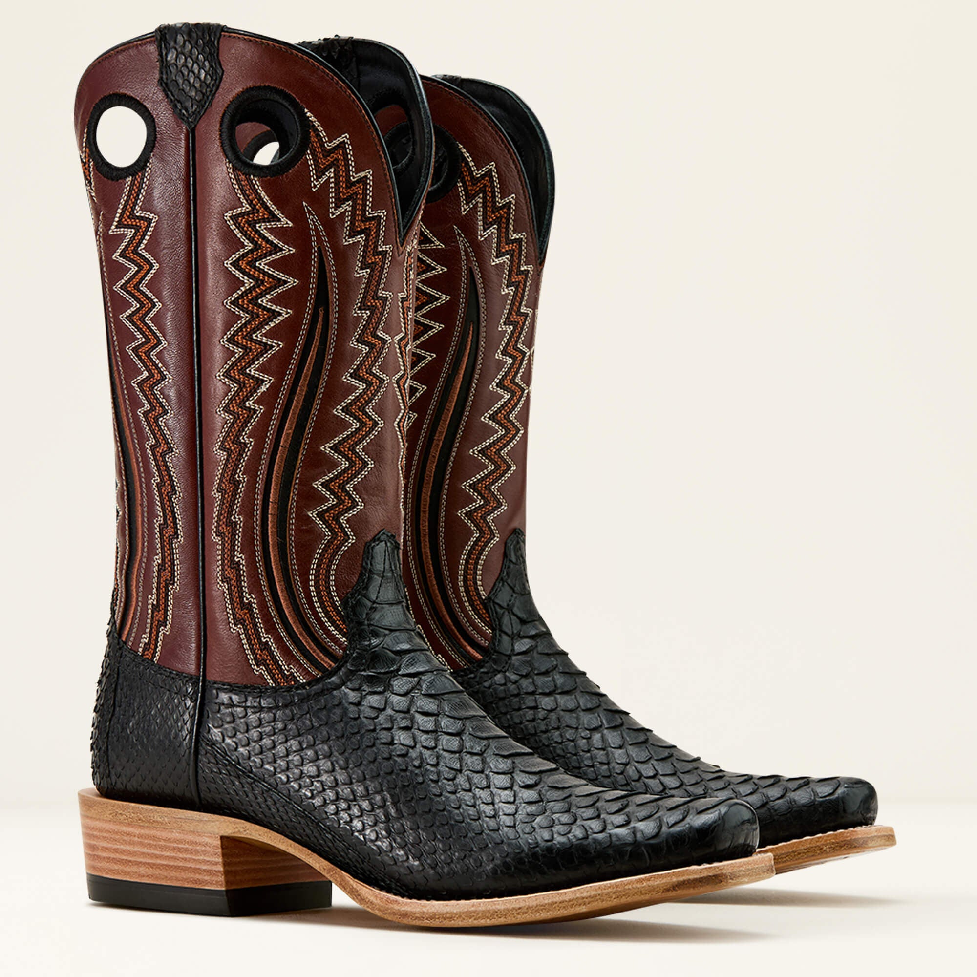 Futurity Streak Cowboy Boot Men - MATTE BLACK PYTHON/AUTHENTIC BROWN