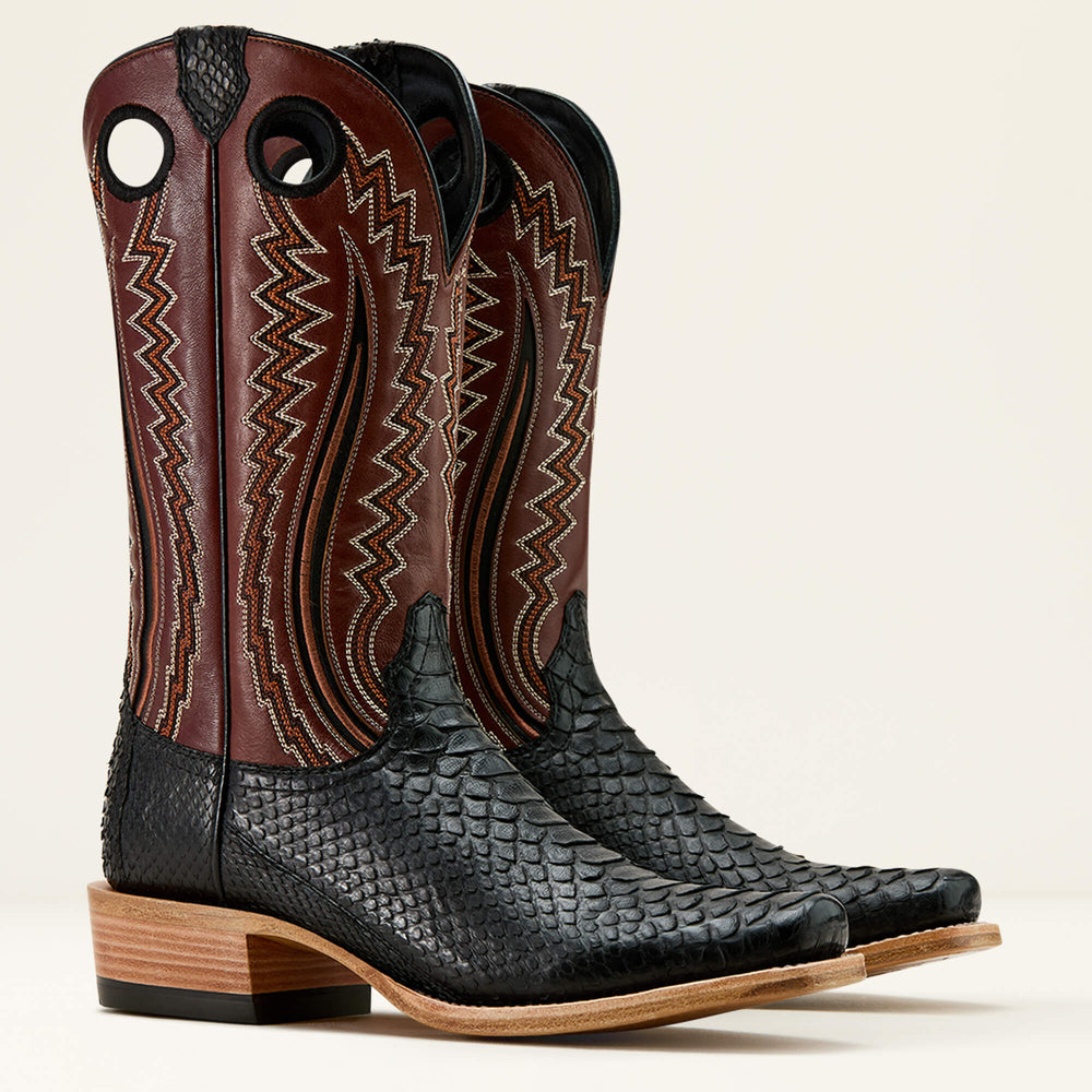 Futurity Streak Cowboy Boot Men - MATTE BLACK PYTHON/AUTHENTIC BROWN