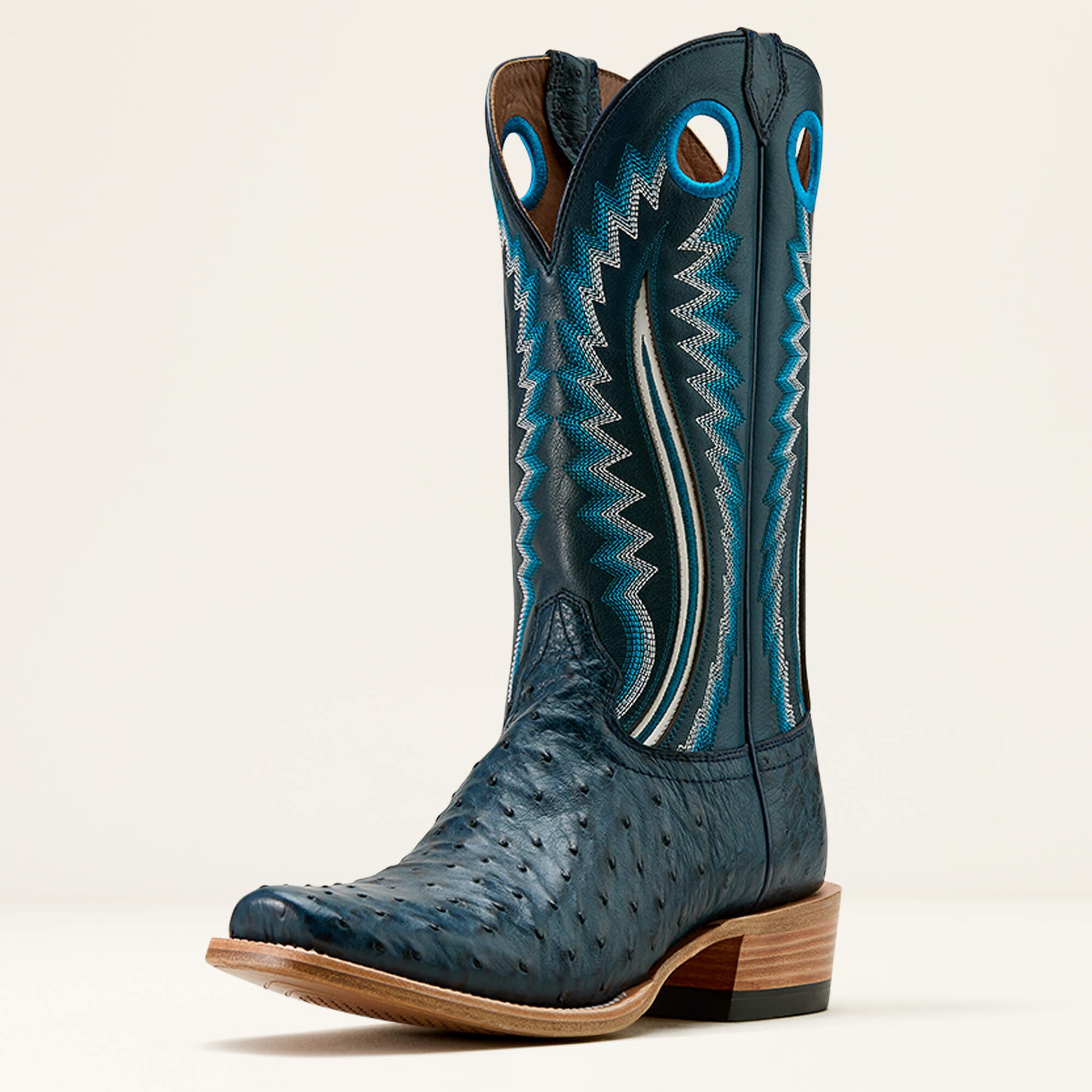 Futurity Outlaw Cowboy Boot Men - BLUE FULL QUILL OSTRICH/STONE BLUE