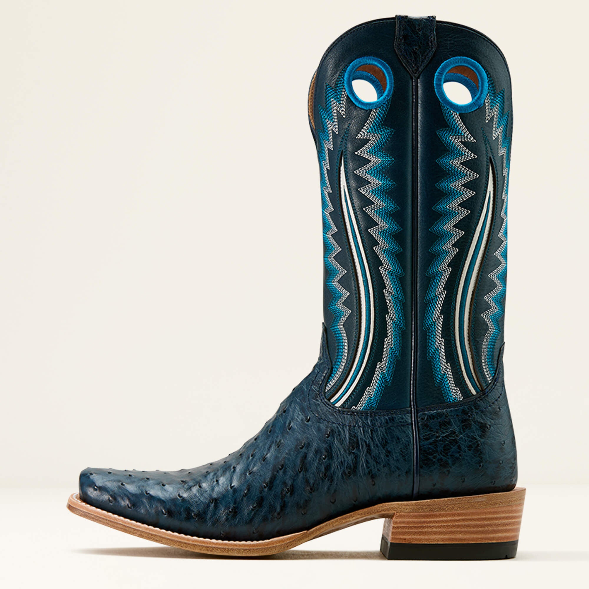 Futurity Outlaw Cowboy Boot Men - BLUE FULL QUILL OSTRICH/STONE BLUE