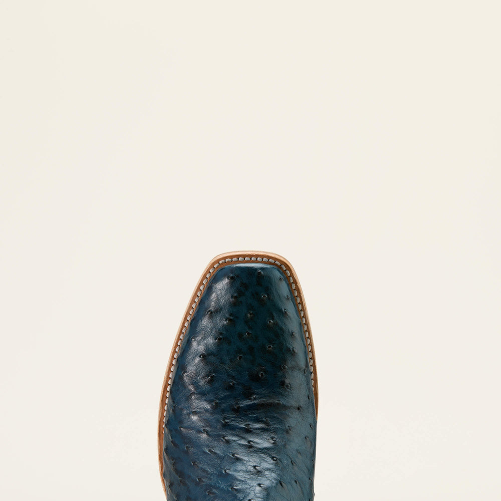 Futurity Outlaw Cowboy Boot Men - BLUE FULL QUILL OSTRICH/STONE BLUE