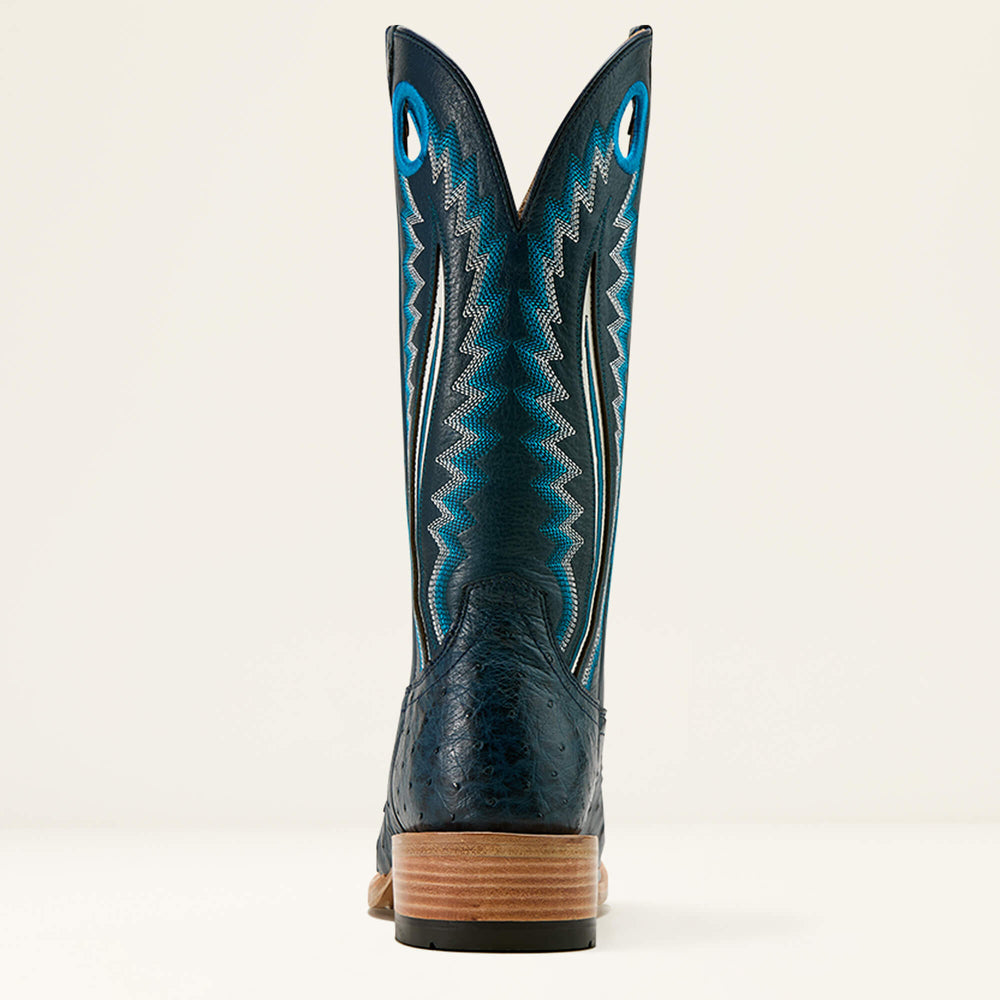 Futurity Outlaw Cowboy Boot Men - BLUE FULL QUILL OSTRICH/STONE BLUE
