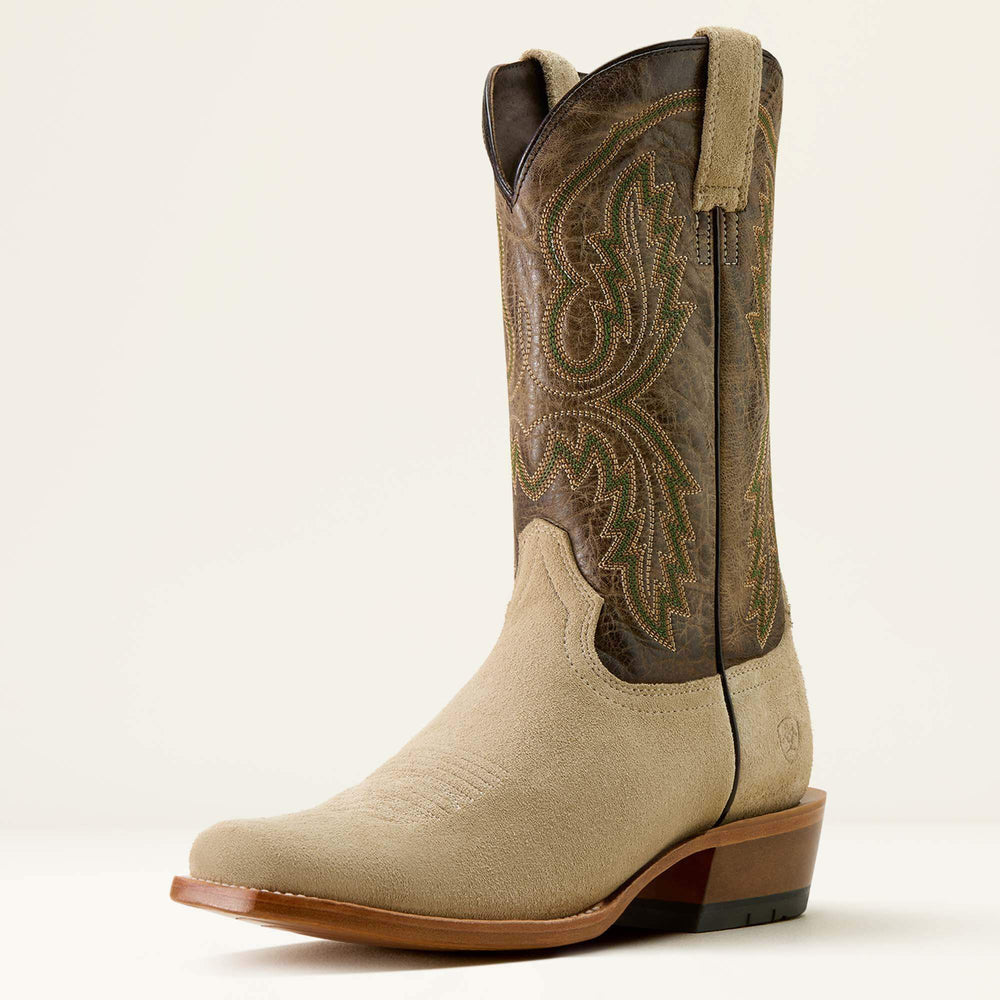 Futurity Cashout Narrow Cutter Toe Cowboy Boot Men - BONE ROUGHOUT/BITTER CHOCOLATE