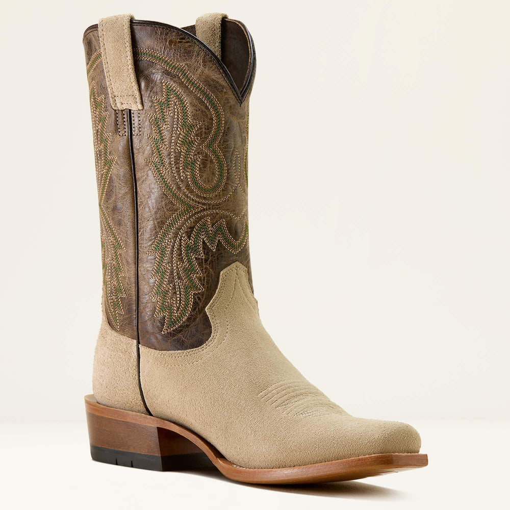 Futurity Cashout Narrow Cutter Toe Cowboy Boot Men - BONE ROUGHOUT/BITTER CHOCOLATE