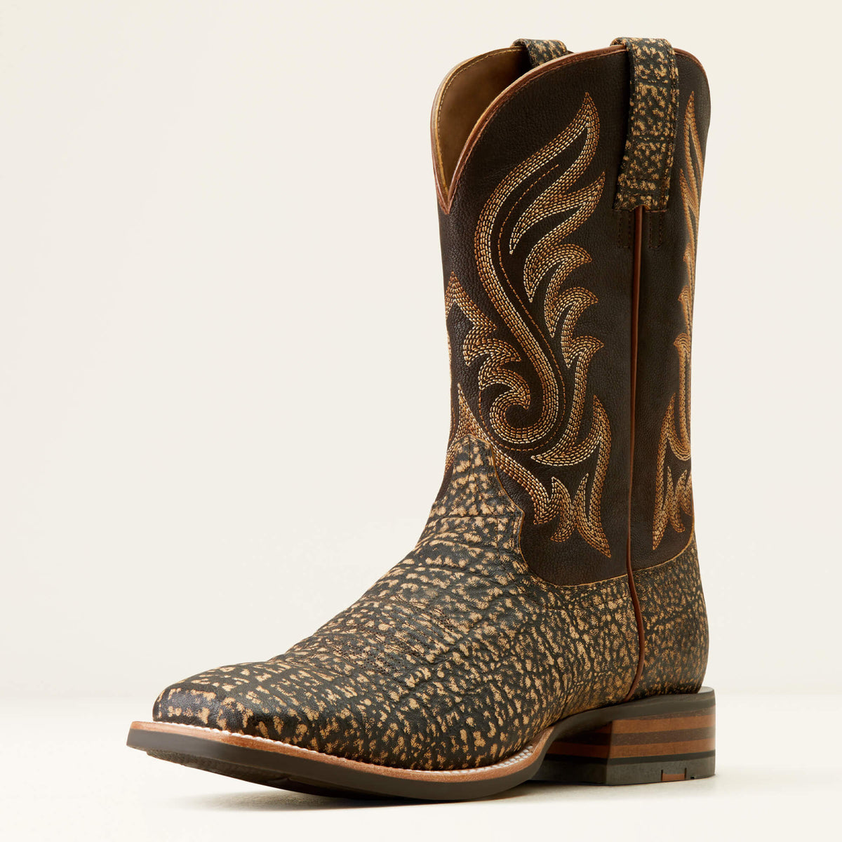 Cattle Call Wide Square Toe Cowboy Boot Men - MUDDY ELEPHANT PRINT/DARK CHOCOLATE