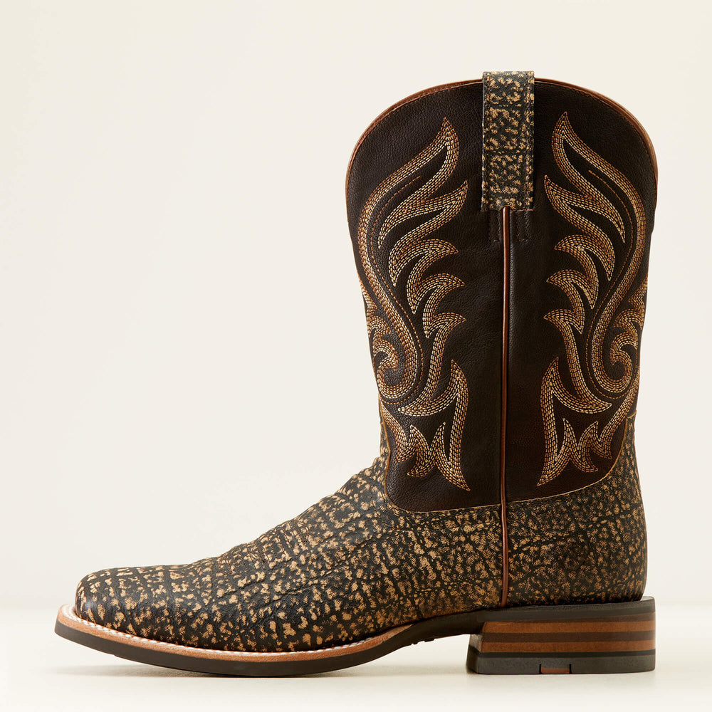 Cattle Call Wide Square Toe Cowboy Boot Men - MUDDY ELEPHANT PRINT/DARK CHOCOLATE
