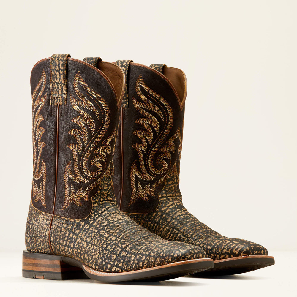 Cattle Call Wide Square Toe Cowboy Boot Men - MUDDY ELEPHANT PRINT/DARK CHOCOLATE