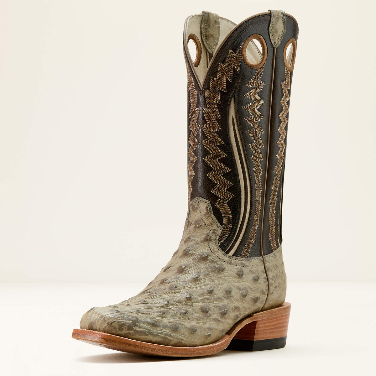 Futurity Outlaw Cowboy Boot Men - PLATINUM FULL QUILL OSTRICH/TOFFEE CRUNC