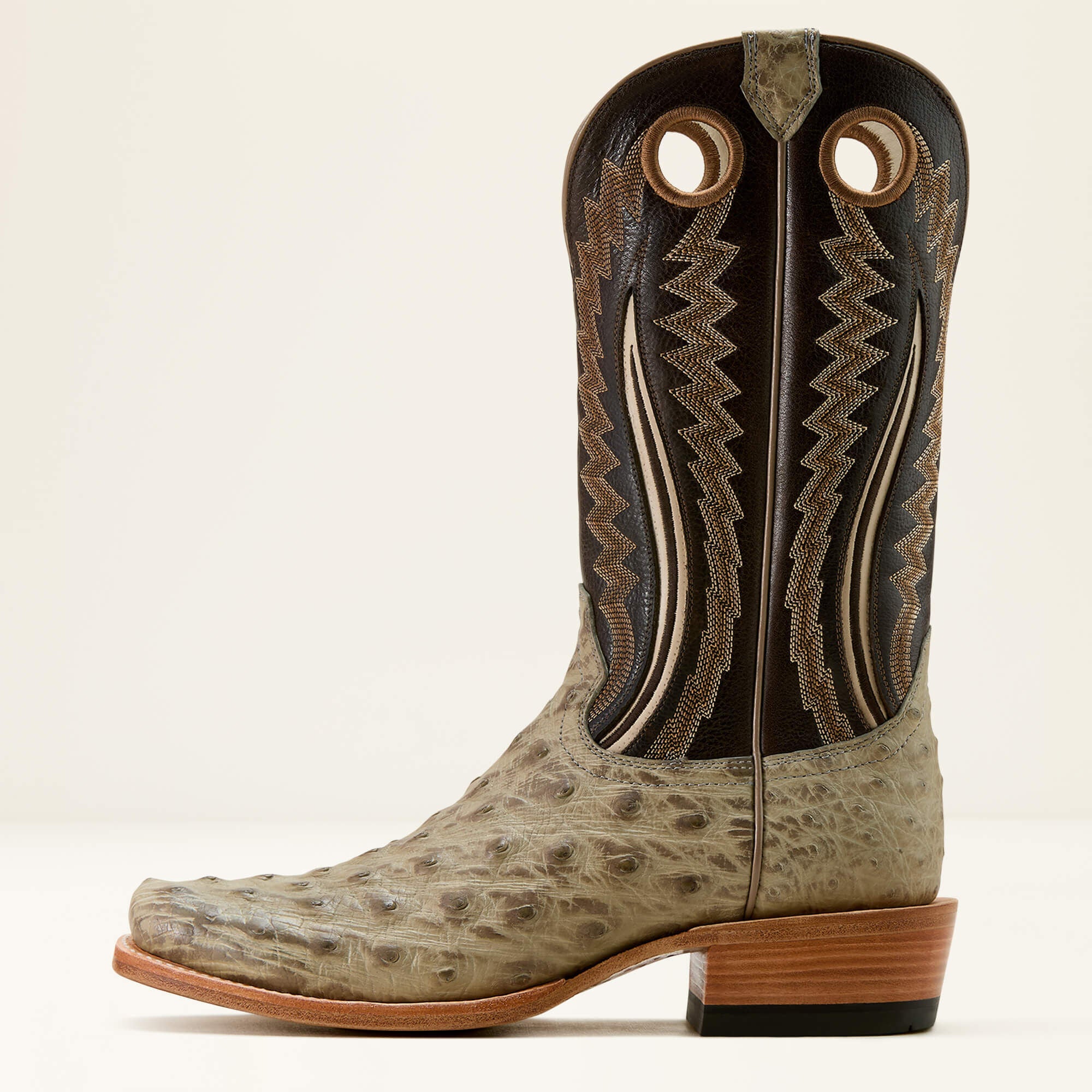 Futurity Outlaw Cowboy Boot Men - PLATINUM FULL QUILL OSTRICH/TOFFEE CRUNC