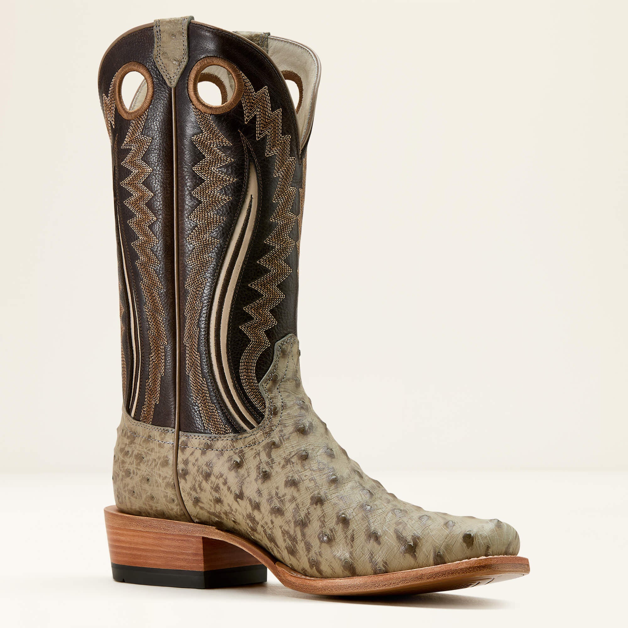 Futurity Outlaw Cowboy Boot Men - PLATINUM FULL QUILL OSTRICH/TOFFEE CRUNC