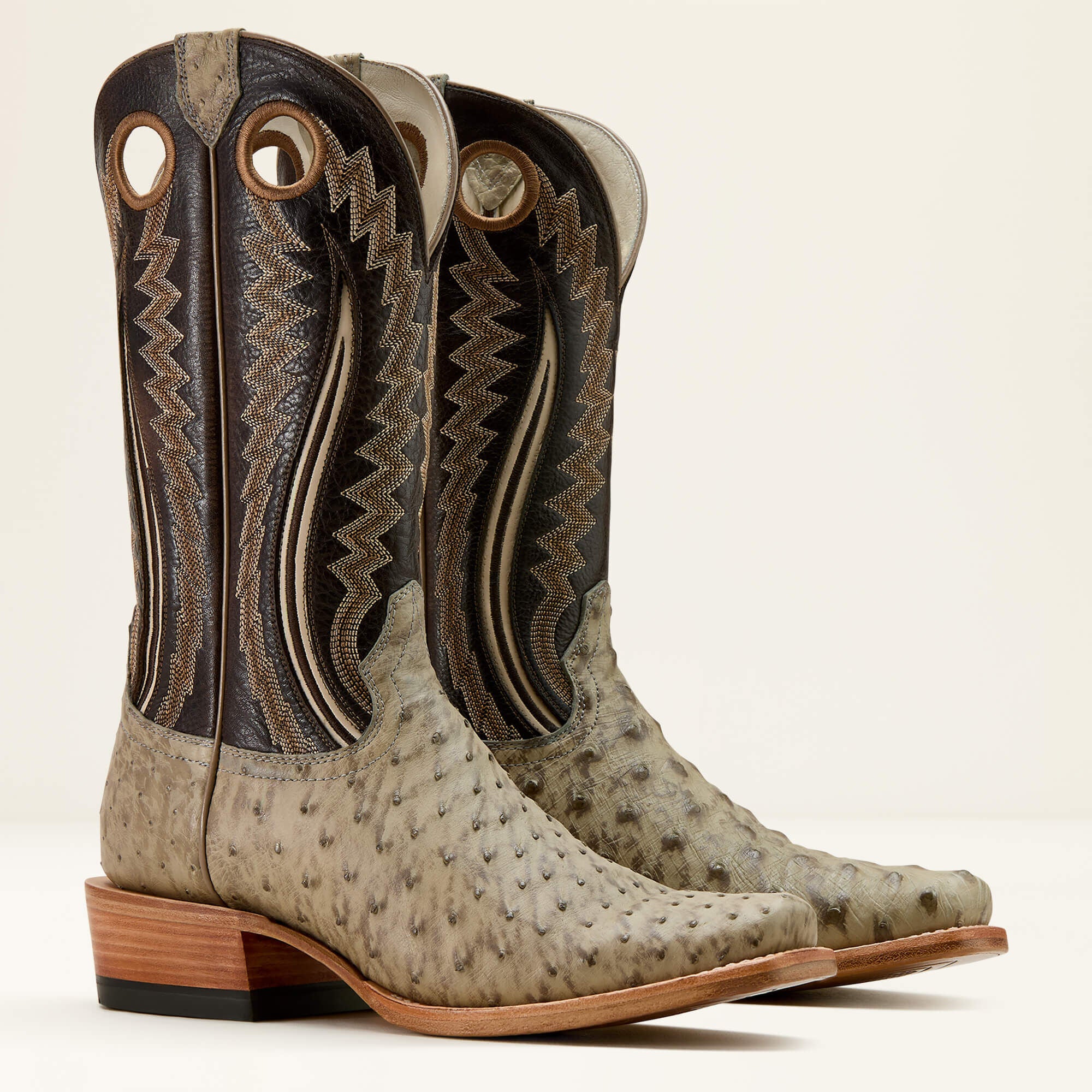 Futurity Outlaw Cowboy Boot Men - PLATINUM FULL QUILL OSTRICH/TOFFEE CRUNC