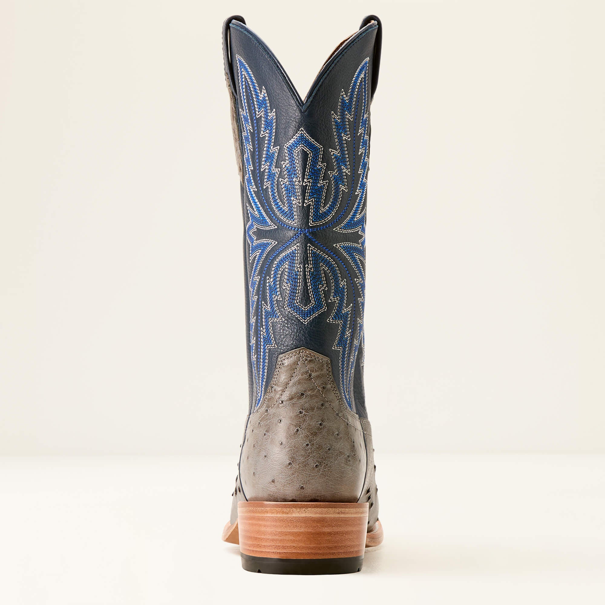 Futurity Relentless Buckles Cowboy Boot Men - GREY FULL QUILL OSTRICH/BARK BLUE