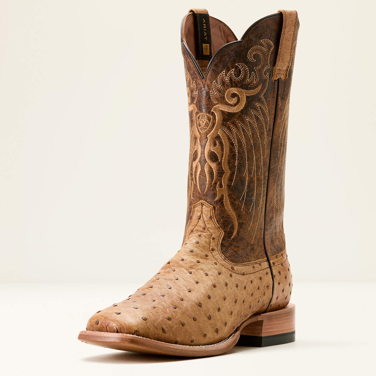 Rio Cowboy Boot Men - HONEY TAN FULL QUILL OSTRICH/CHESTNUT BR