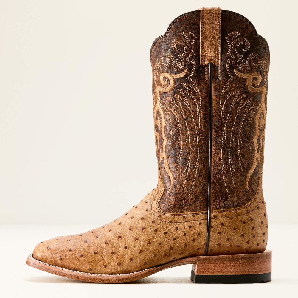 Rio Cowboy Boot Men - HONEY TAN FULL QUILL OSTRICH/CHESTNUT BR