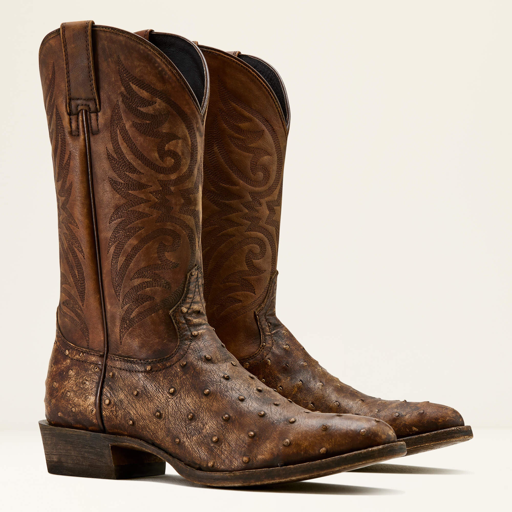 Vesper Cowboy Boot Men - STONEWASH TAN FULL QUILL OSTRI/BASIC TAN