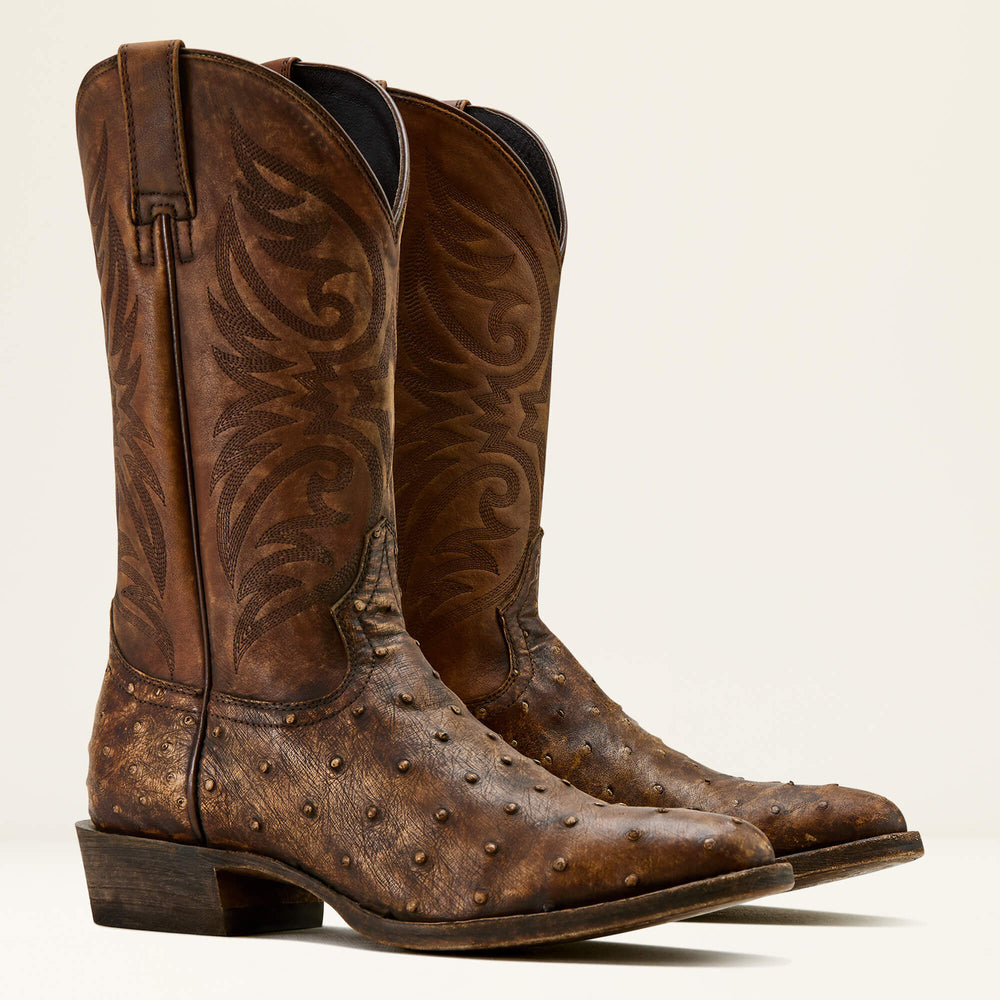 Vesper Cowboy Boot Men - STONEWASH TAN FULL QUILL OSTRI/BASIC TAN