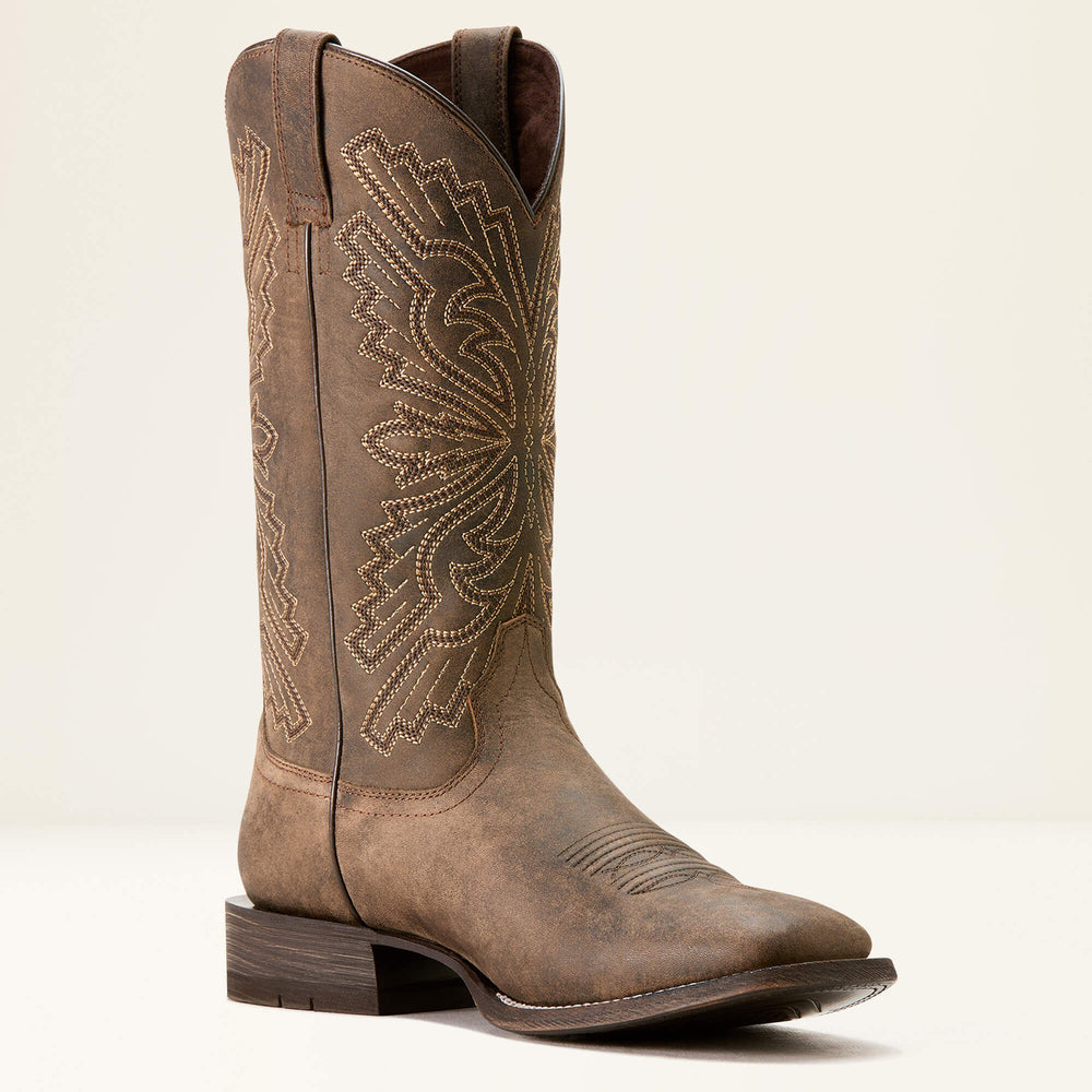 Sting Wide Square Toe Cowboy Boot Men - DARK TAN