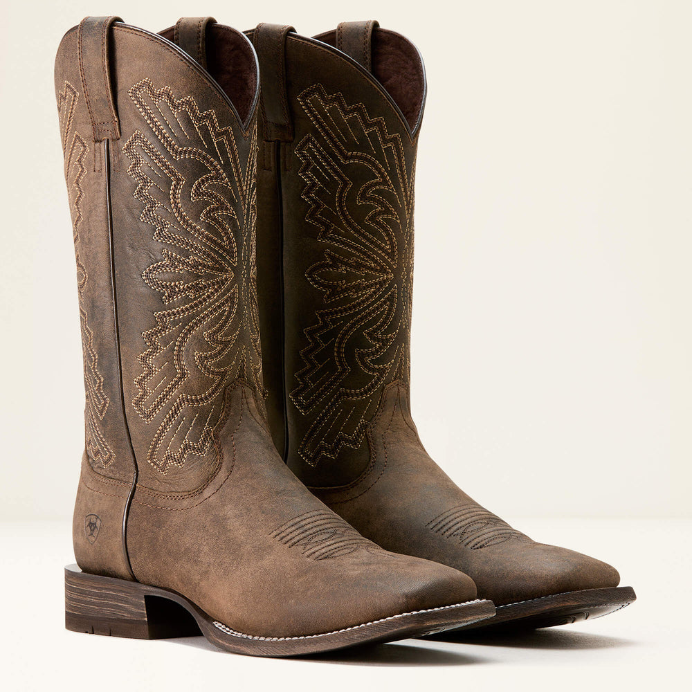 Sting Wide Square Toe Cowboy Boot Men - DARK TAN