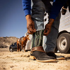 Futurity Rider Cowboy Boot Men - SMOKEY ROUGHOUT/BLACK