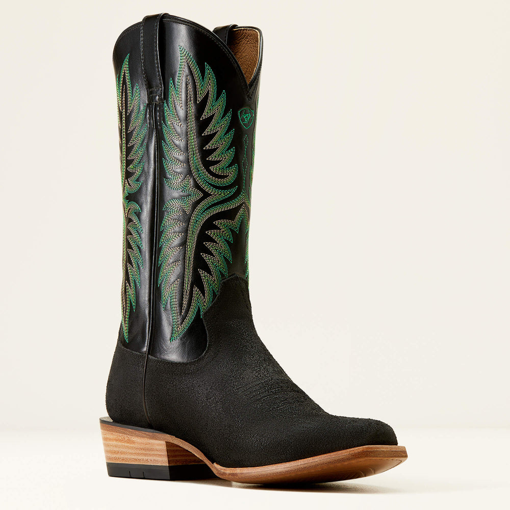 Futurity Rider Cowboy Boot Men - SMOKEY ROUGHOUT/BLACK