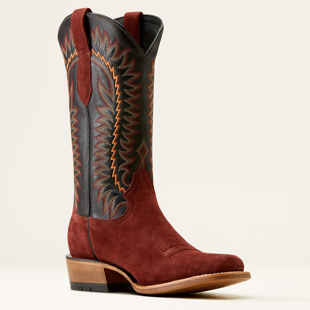 Futurity Time Cowboy Boot Men - MAHOGANY ROUGHOUT/BLACK