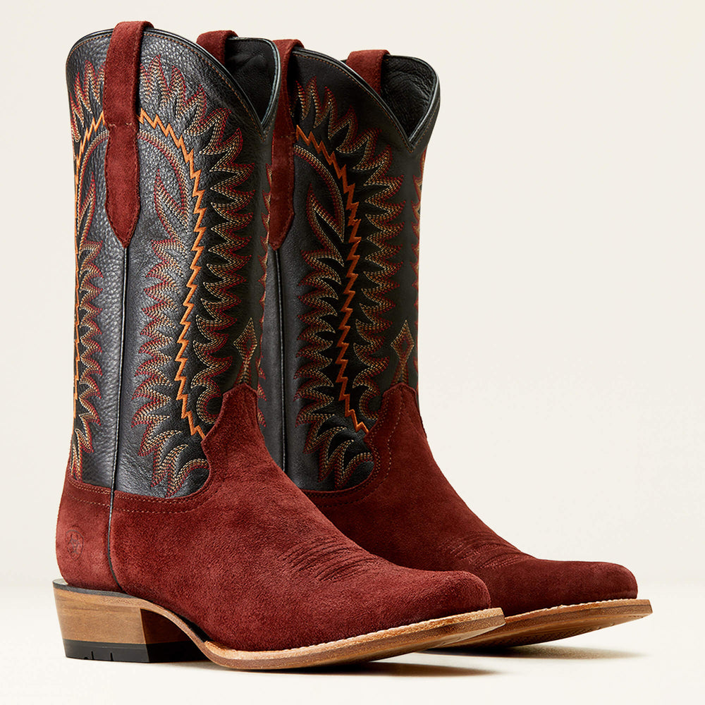 Futurity Time Cowboy Boot Men - MAHOGANY ROUGHOUT/BLACK