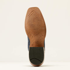 Futurity Finalist Narrow Cutter Toe Cowboy Boot Men - NAVY SUEDED CAIMAN BELLY/PREMIUM DENIM