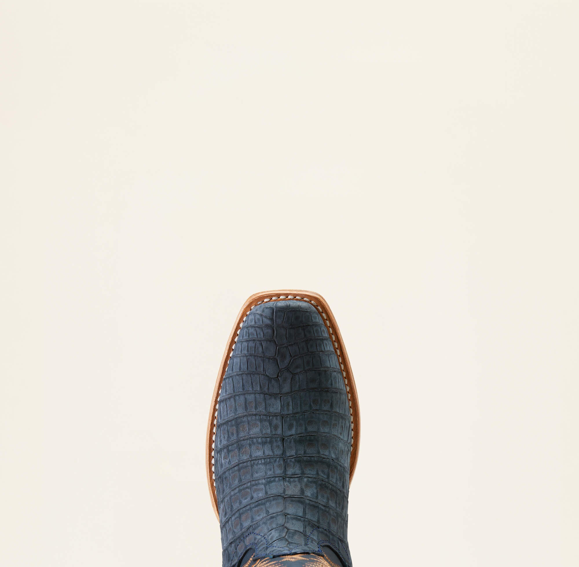 Futurity Finalist Narrow Cutter Toe Cowboy Boot Men - NAVY SUEDED CAIMAN BELLY/PREMIUM DENIM