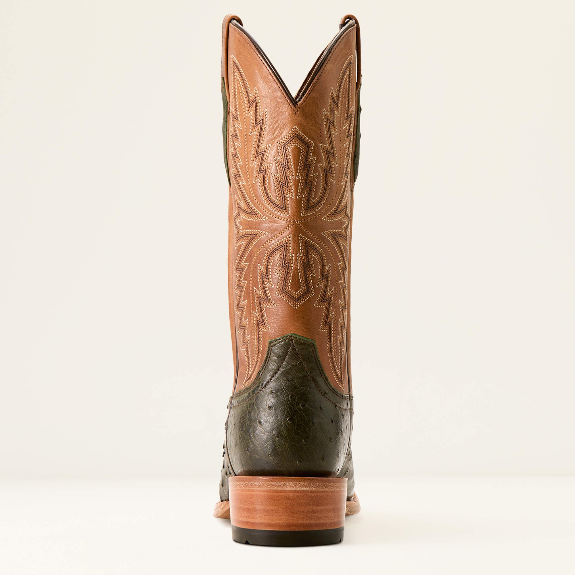 Futurity Relentless Buckles Cowboy Boot Men - OLIVE FULL QUILL OSTRICH/WINDSOR TAN