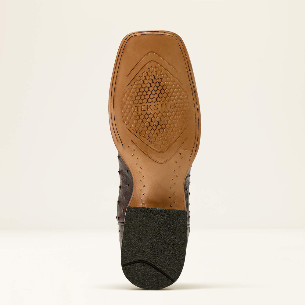 Drifter Cowboy Boot Men - ESPRESSO FULL QUILL OSTRICH/TAN SUEDE