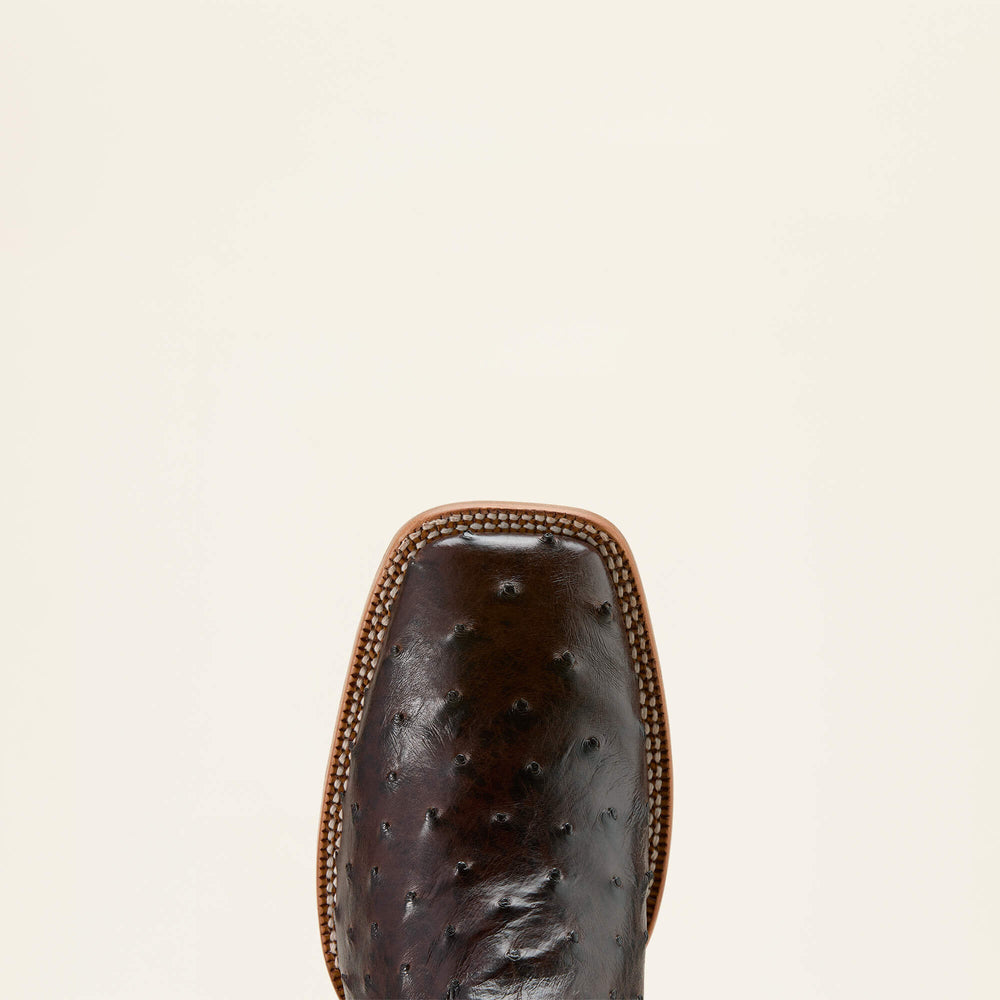 Drifter Cowboy Boot Men - ESPRESSO FULL QUILL OSTRICH/TAN SUEDE