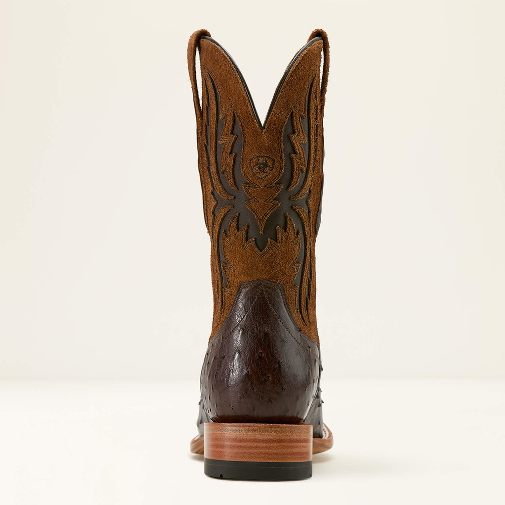 Drifter Cowboy Boot Men - ESPRESSO FULL QUILL OSTRICH/TAN SUEDE