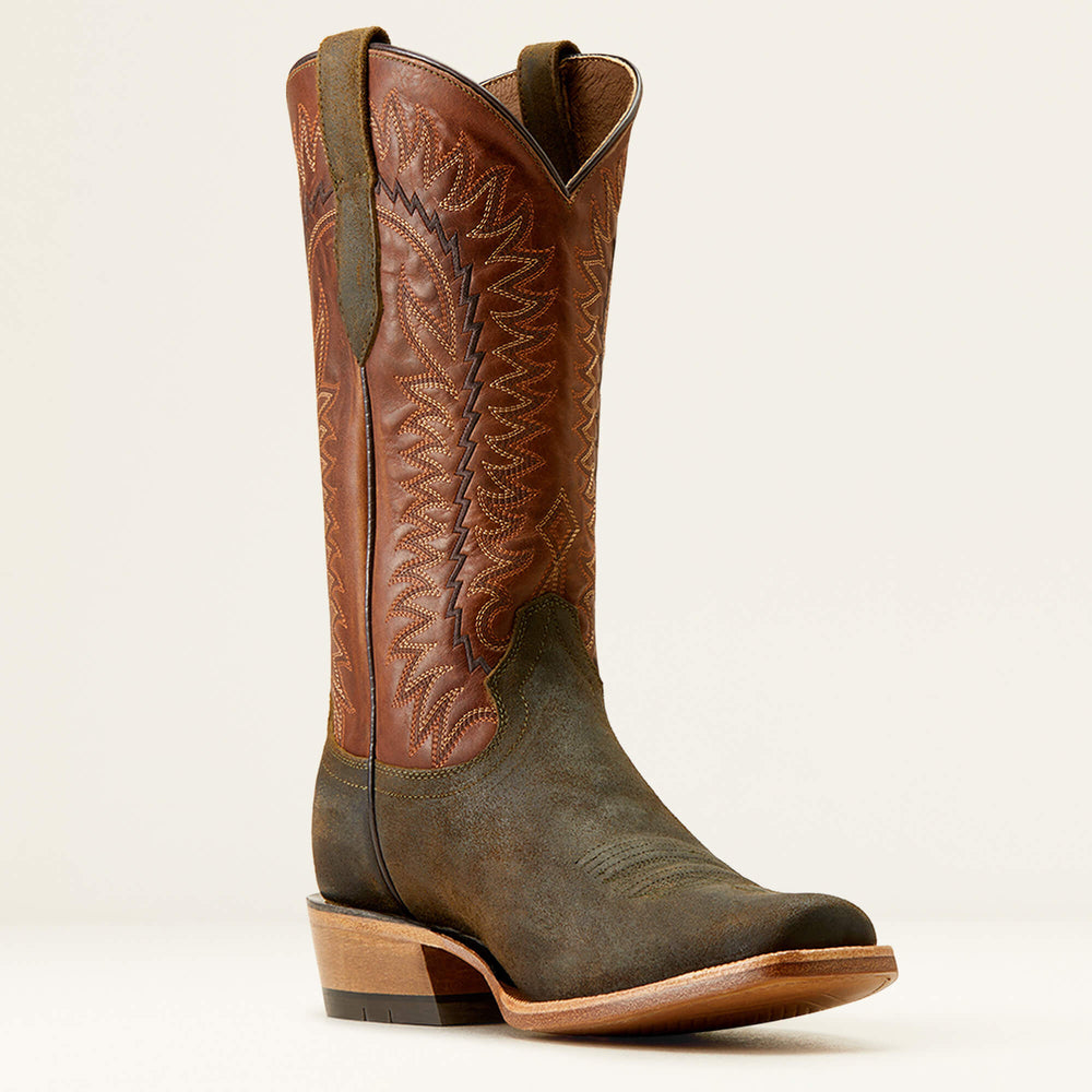 Futurity Time Cowboy Boot Men - OLIVE ROUGHOUT/COPPER CRUNCH