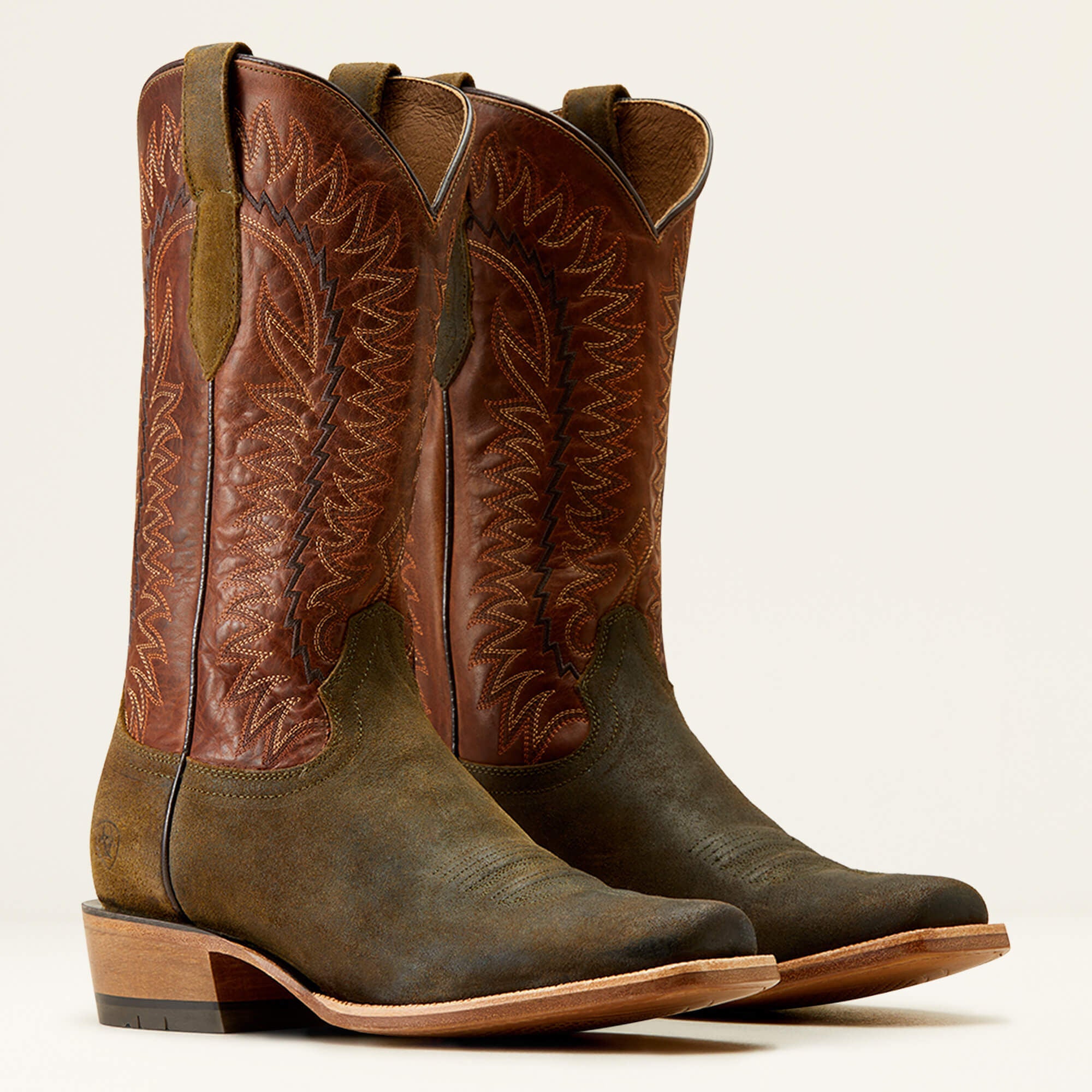Futurity Time Cowboy Boot Men - OLIVE ROUGHOUT/COPPER CRUNCH