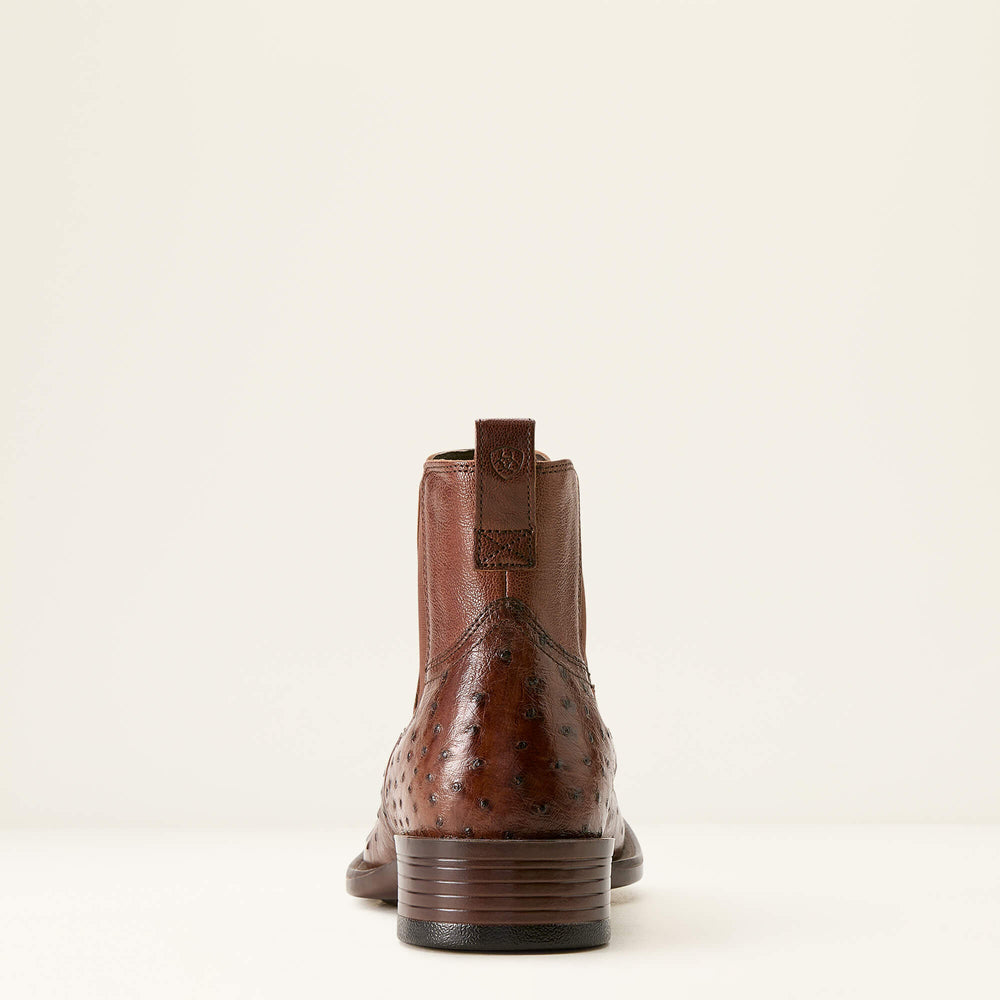 Booker Chelsea Wide Square Toe Western Boot Men - ANTIQUE TABAC FULL QUILL OSTRI
