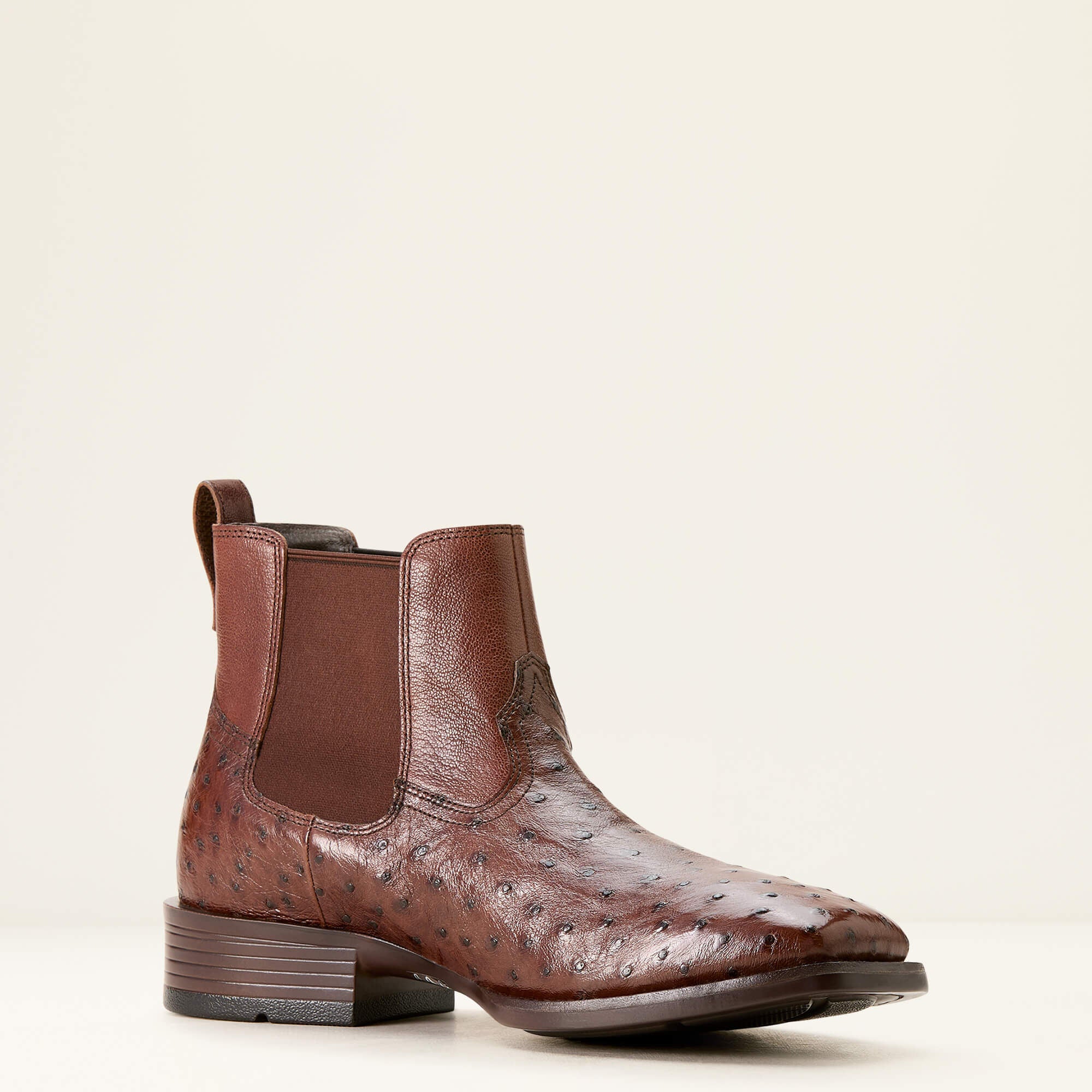Booker Chelsea Wide Square Toe Western Boot Men - ANTIQUE TABAC FULL QUILL OSTRI
