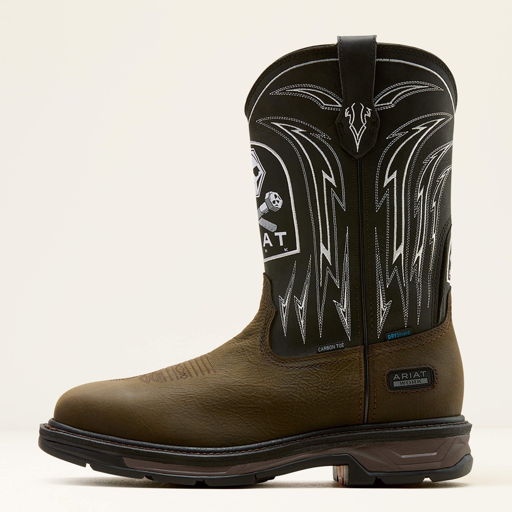 WorkHog XT Bolt Skull Waterproof Wide Square Toe Carbon Toe Work Boot Men - IRON COFFEE/BLACK