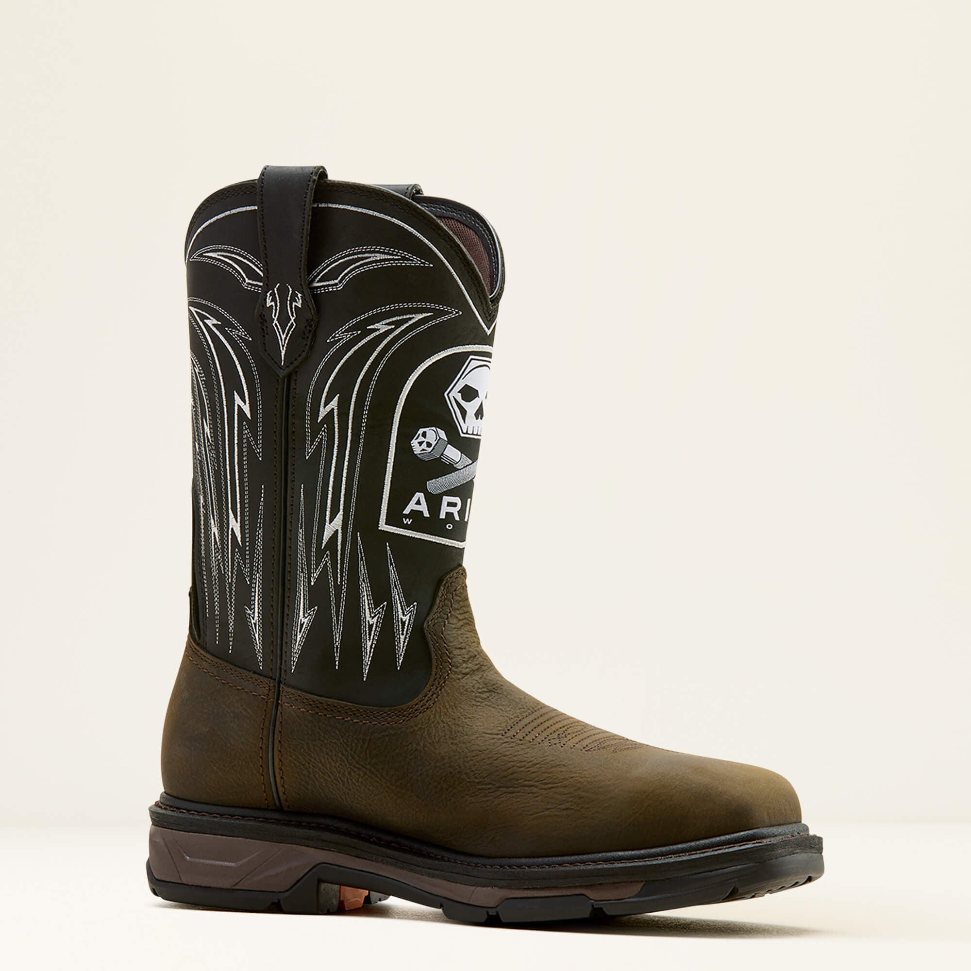 WorkHog XT Bolt Skull Waterproof Wide Square Toe Carbon Toe Work Boot Men - IRON COFFEE/BLACK