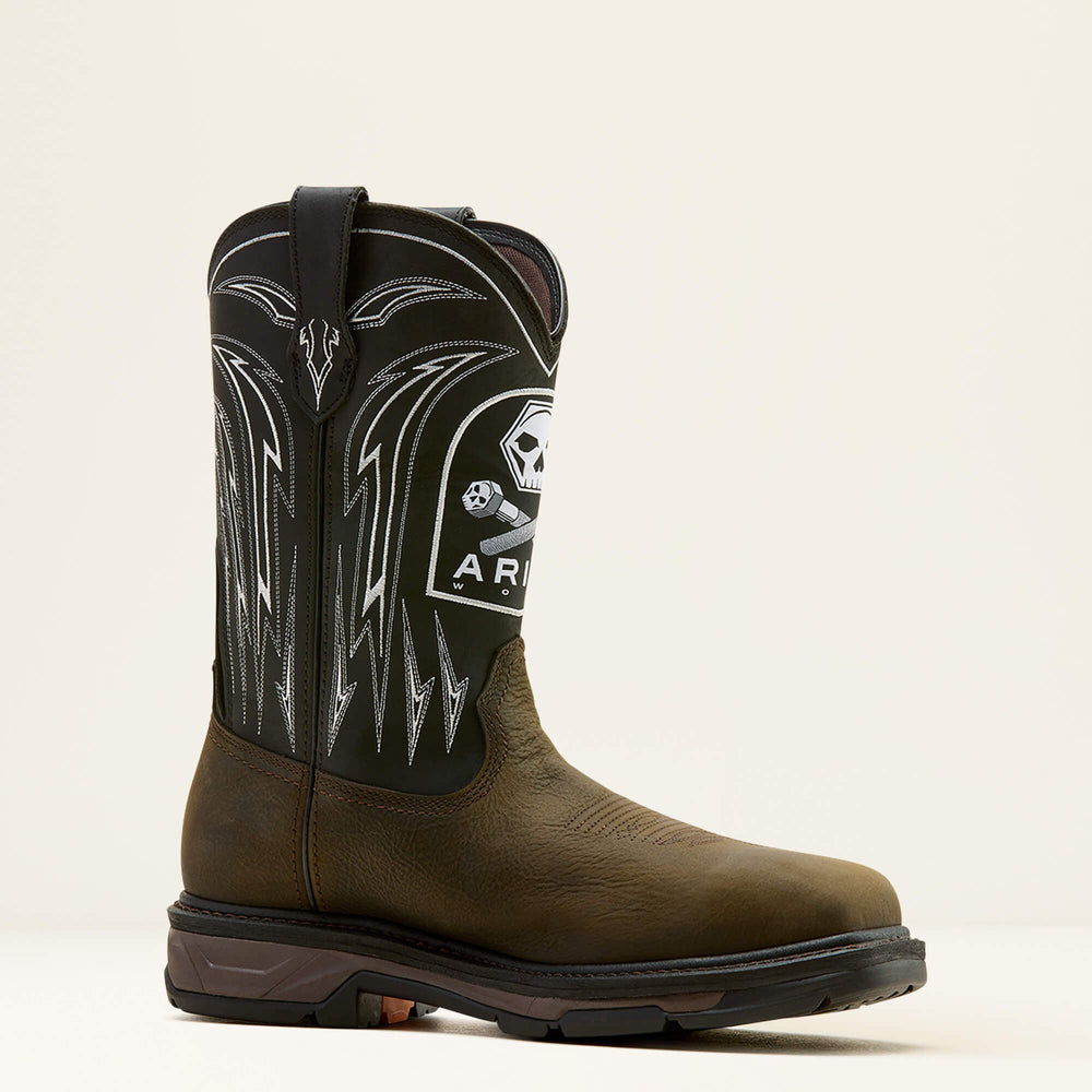 WorkHog XT Bolt Skull Waterproof Wide Square Toe Carbon Toe Work Boot Men - IRON COFFEE/BLACK
