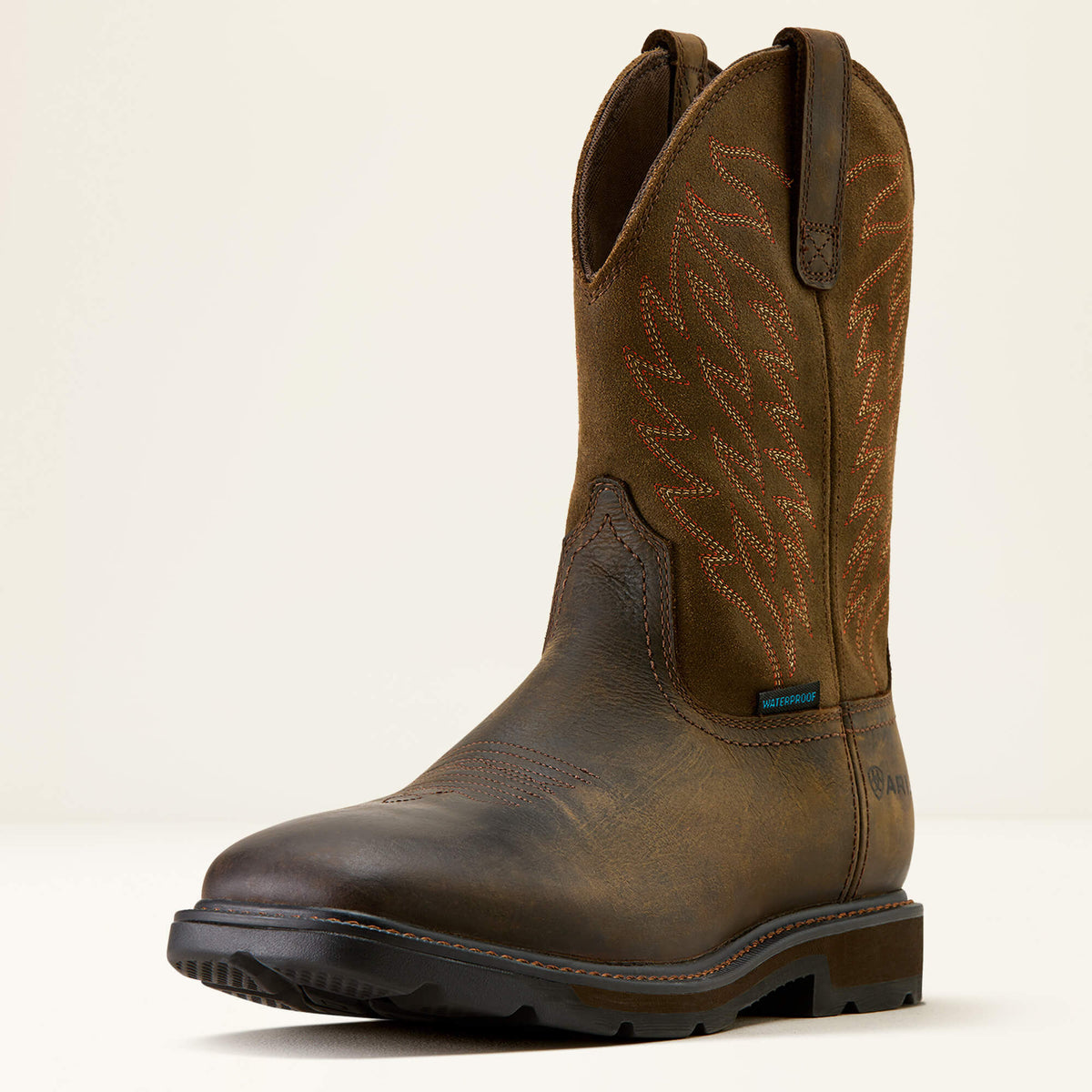 Groundbreaker Wide Square Toe Waterproof Work Boot Men - DARK BROWN