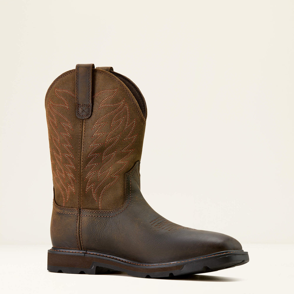 Groundbreaker Wide Square Toe Waterproof Work Boot Men - DARK BROWN
