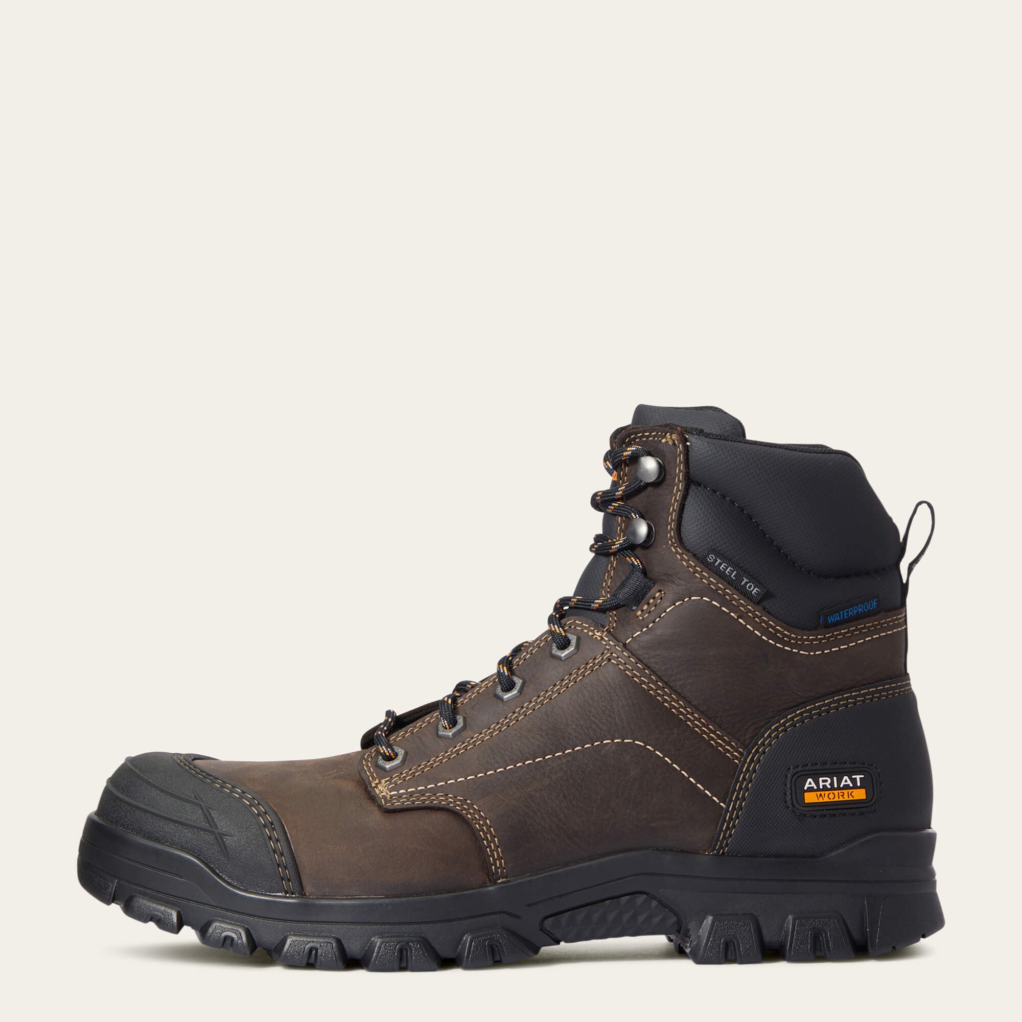 Treadfast 6" Waterproof Steel Toe Work Boot Men - DARK BROWN