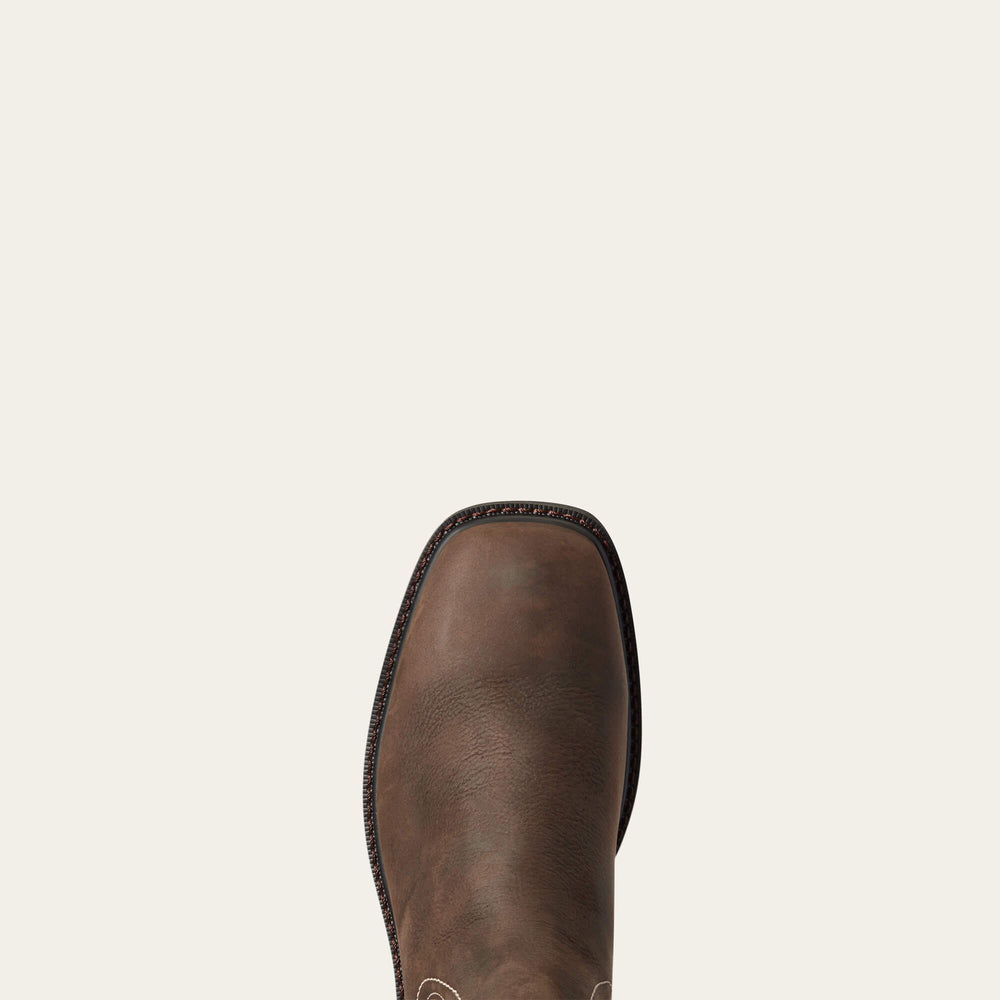 Groundbreaker Chelsea Wide Square Toe Waterproof Work Boot Men - DARK BROWN