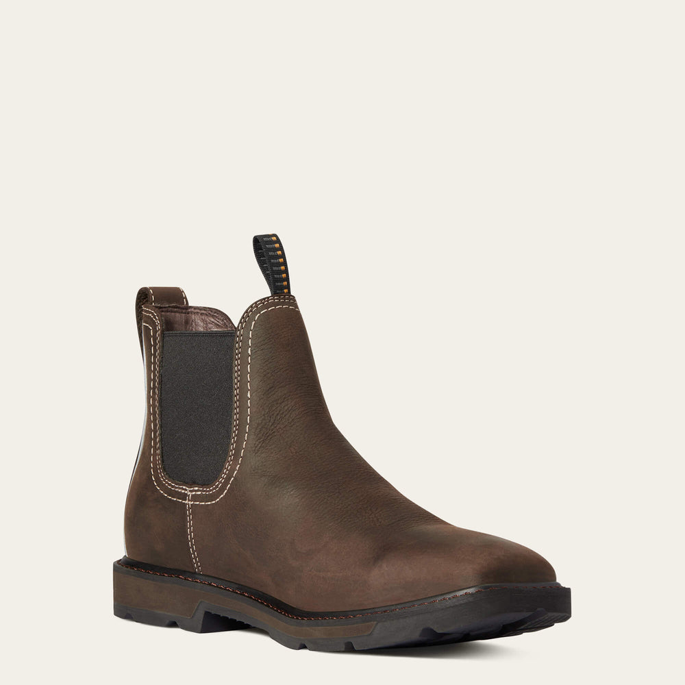 Groundbreaker Chelsea Wide Square Toe Waterproof Work Boot Men - DARK BROWN