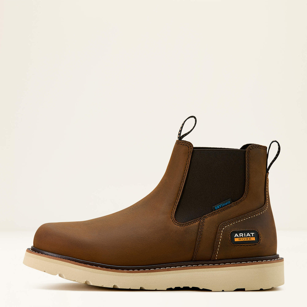 Rebar Wedge Chelsea Waterproof Work Boot Men - DISTRESSED BROWN