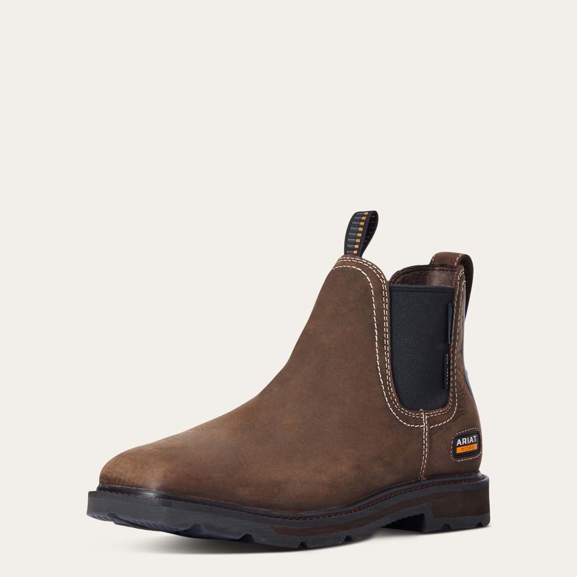 Groundbreaker Chelsea Wide Square Toe Waterproof Steel Toe Work Boot Men - DARK BROWN