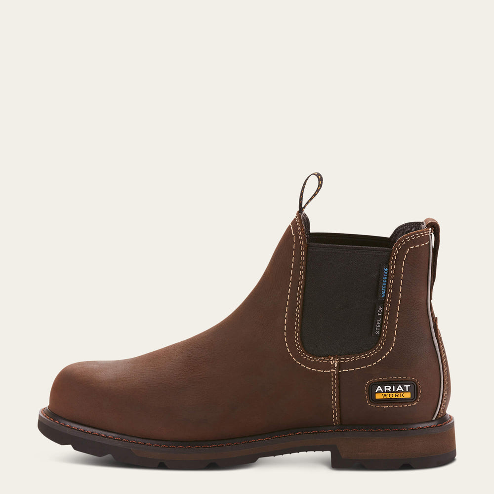 Groundbreaker Chelsea Waterproof Steel Toe Work Boot Men - DARK BROWN