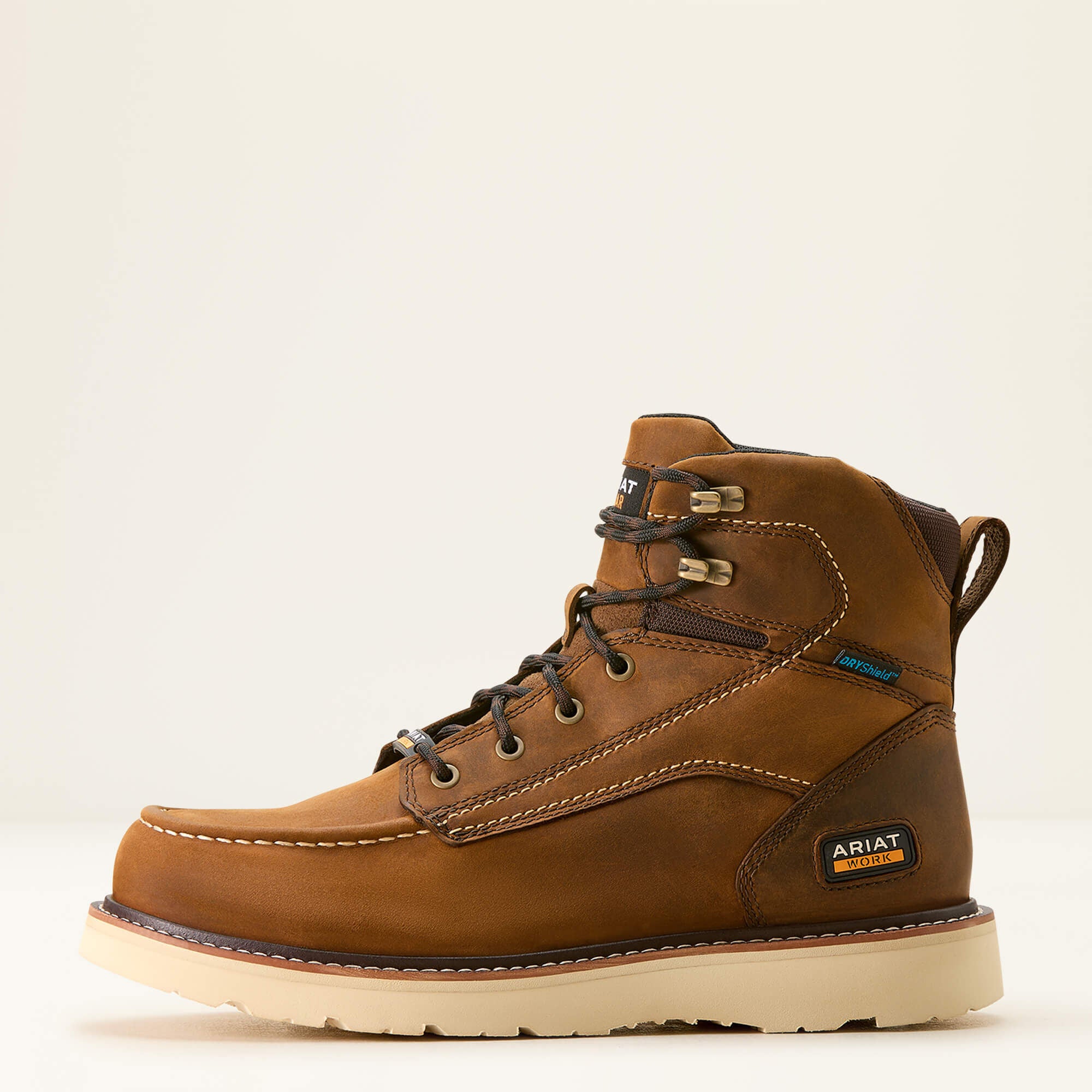 Rebar Wedge Moc Toe 6" Waterproof Work Boot Men - DISTRESSED BROWN