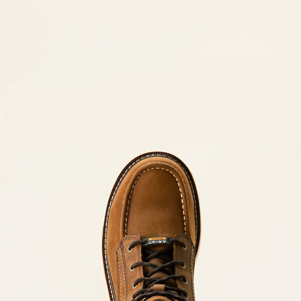 Rebar Wedge Moc Toe 6" Waterproof Work Boot Men - DISTRESSED BROWN