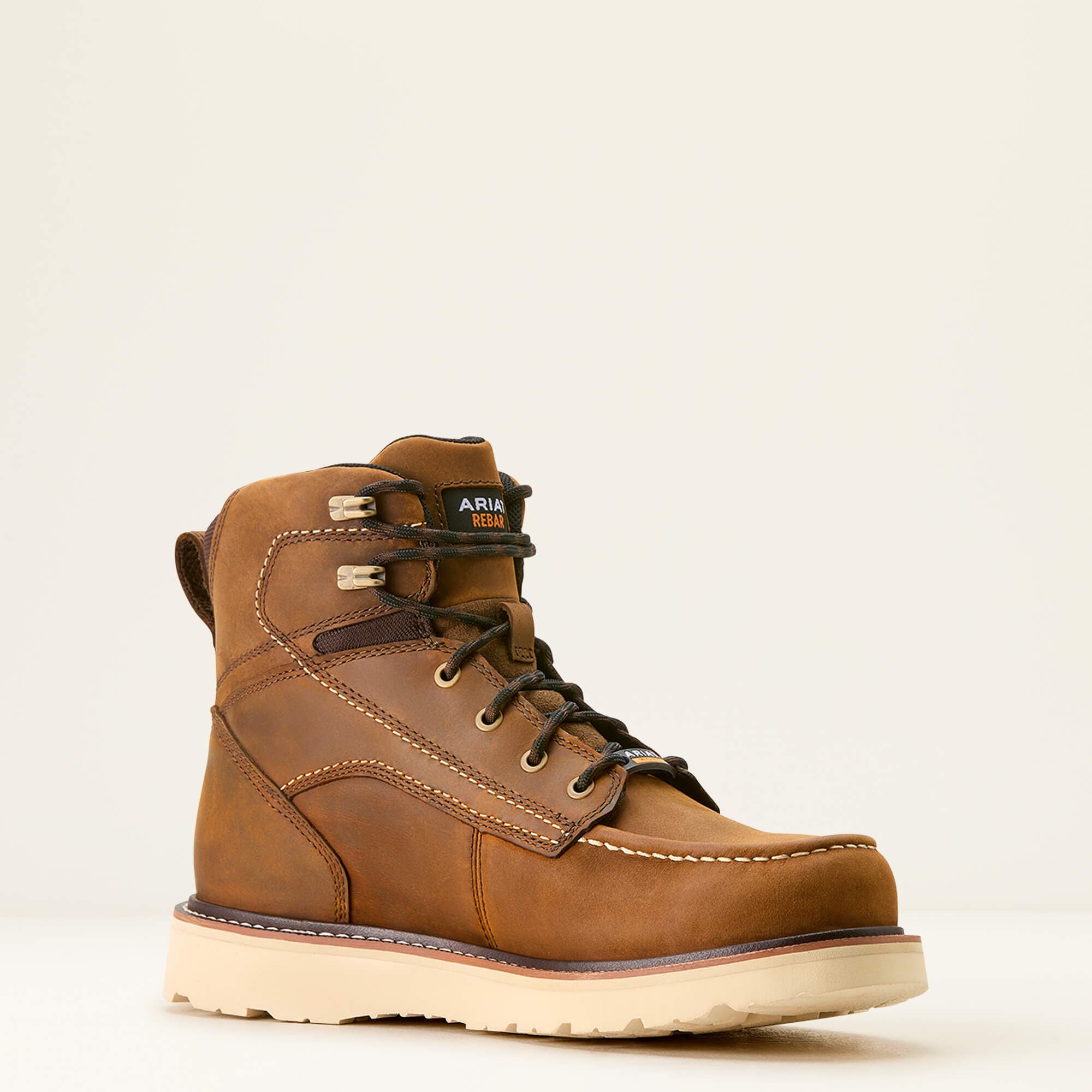Rebar Wedge Moc Toe 6" Waterproof Work Boot Men - DISTRESSED BROWN